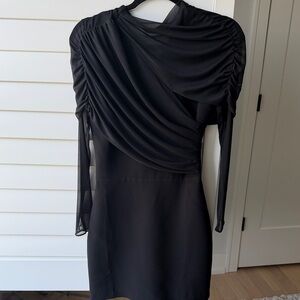 NWT Amanda Uprichard Black Draped Long-Sleeve Women’s Dress